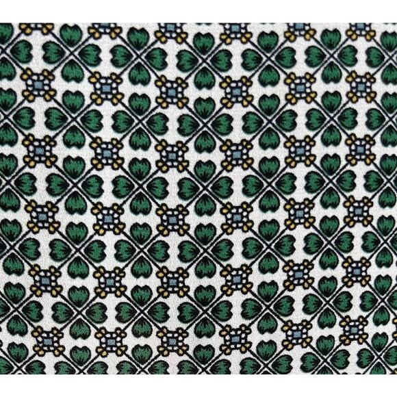 Max Studio Size Large Four Leaf Clover Button Up Blouse Front Tie Ruffle Cuff - Picture 5 of 8